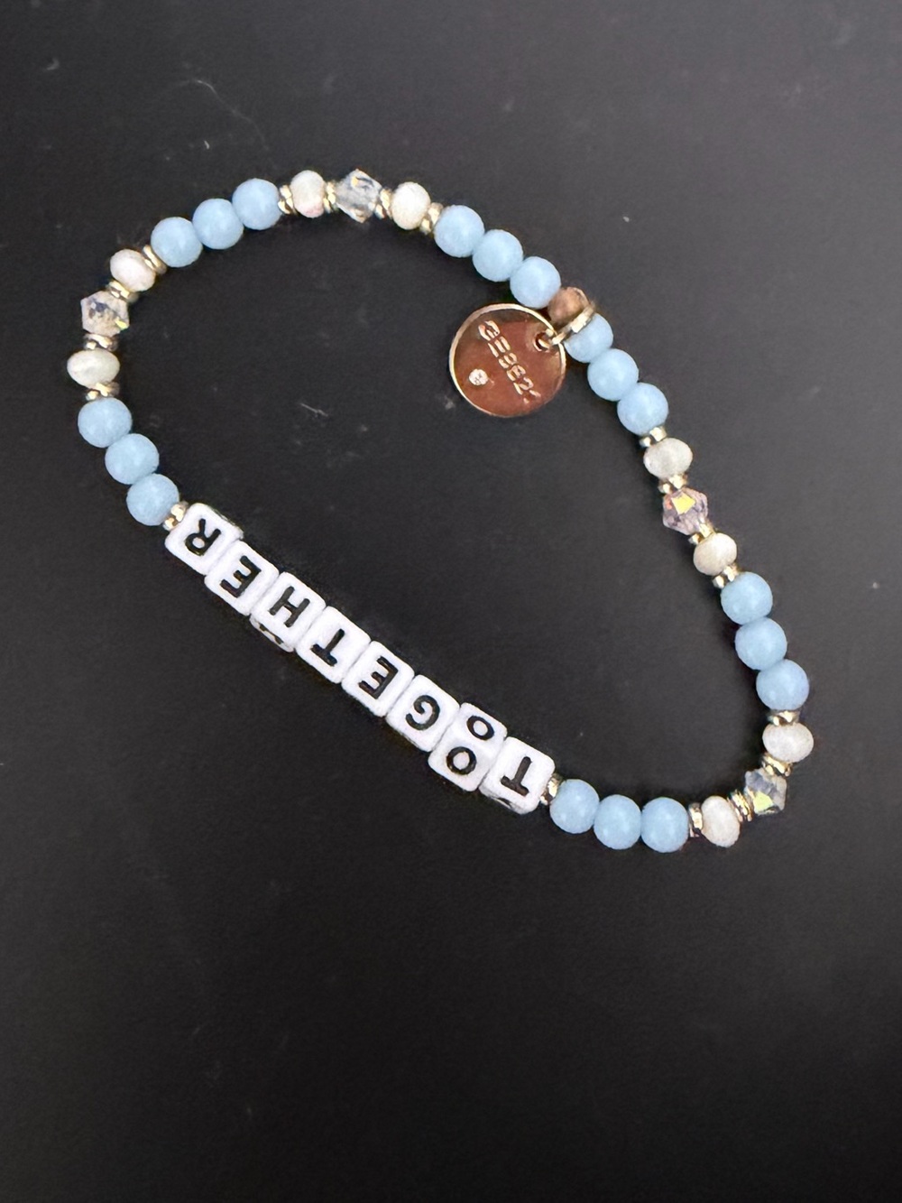 LWP "TOGETHER" Beaded Stretch Bracelet in Light Blue